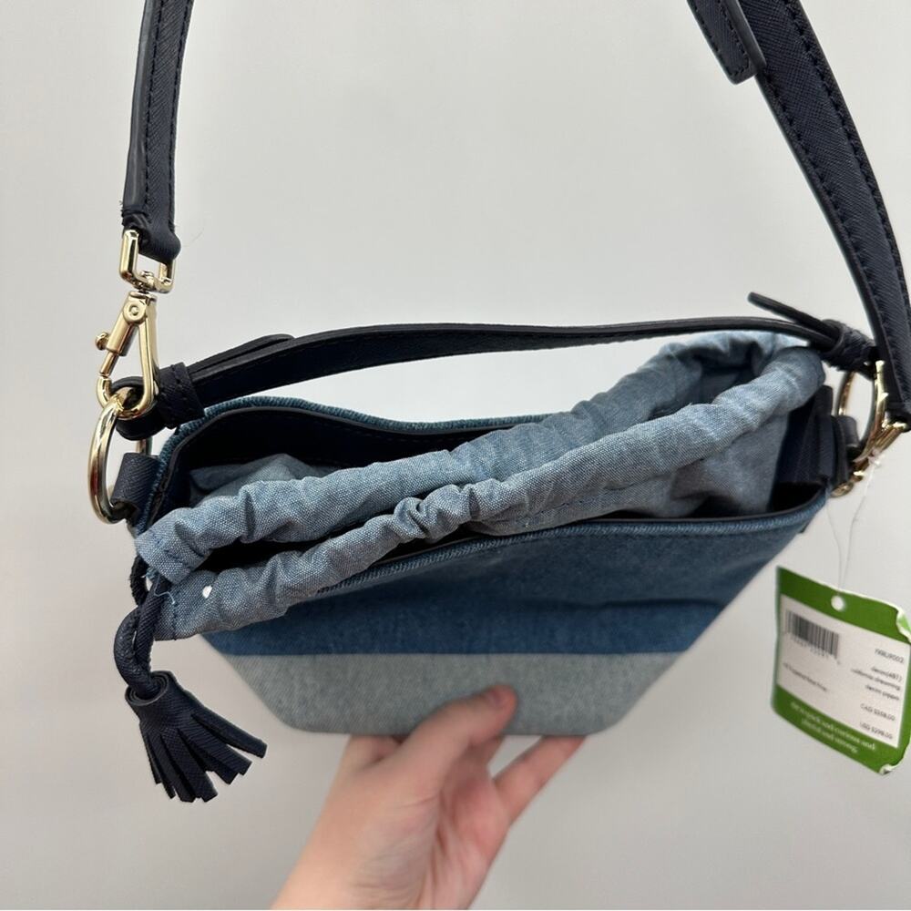Kate Spade California Dreaming Pippa Blue‎ Denim Palm Tree Bucket Bag NEW RARE - Picture 11 of 14